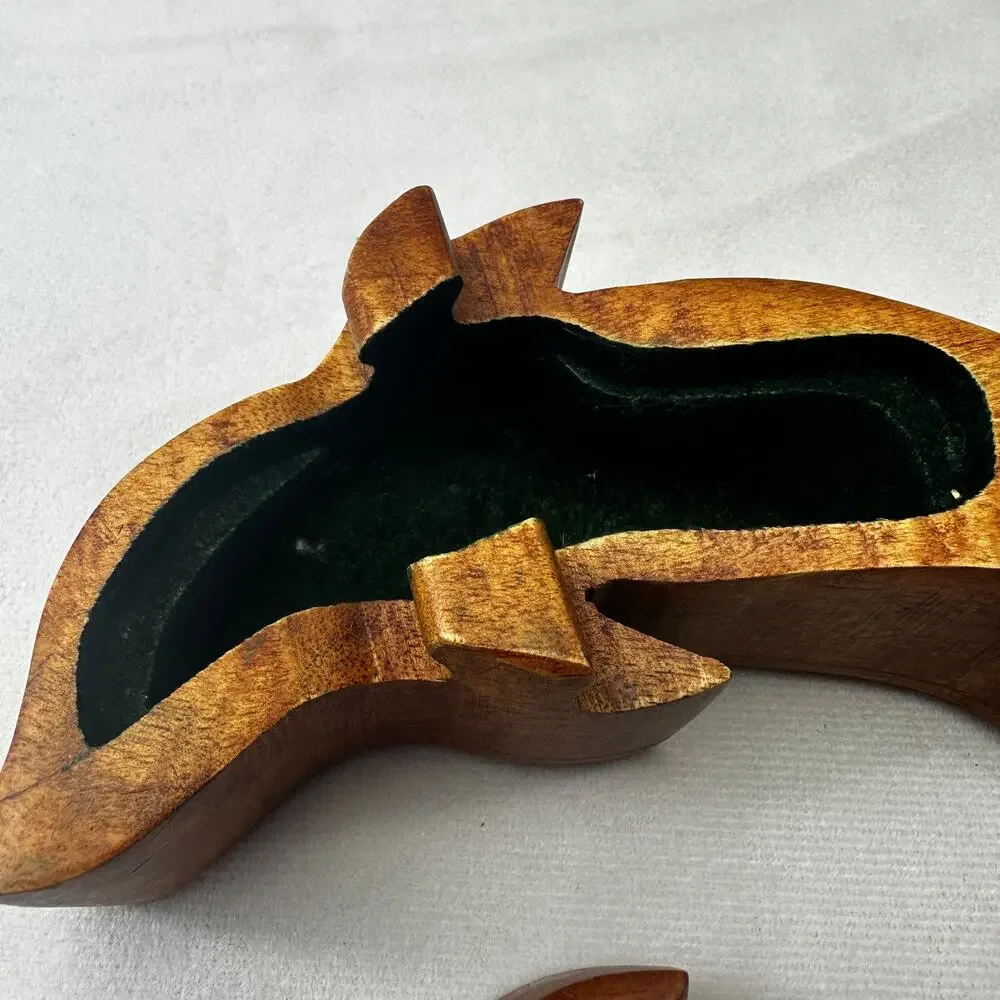 Wooden Dolphin Puzzle Treasure Box Moveable Puzzle 3D Coastal Jewelry Box